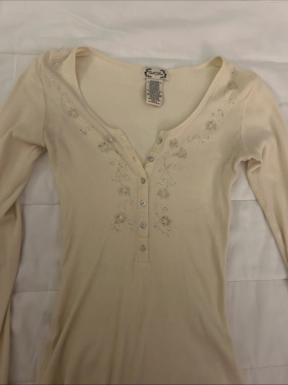 Y2K beaded Henley - Picture 1 of 6